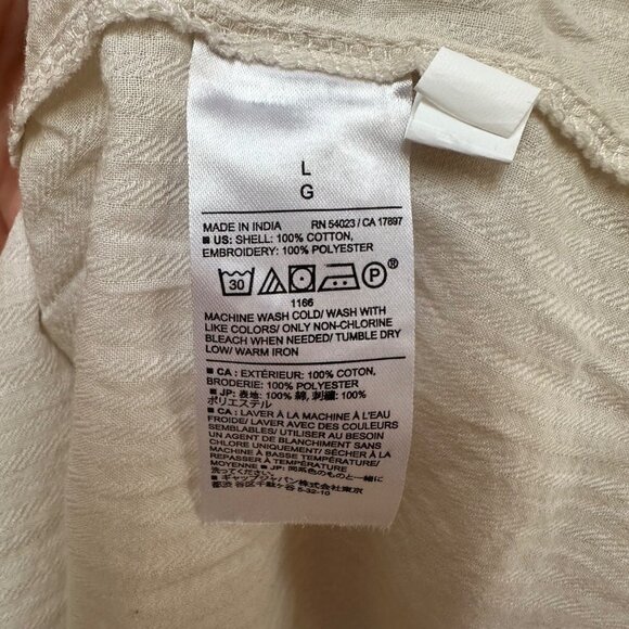 NWOT Banana Republic Blouse Embroidered Babydoll Peplum Peasant Boho Large - Picture 7 of 8